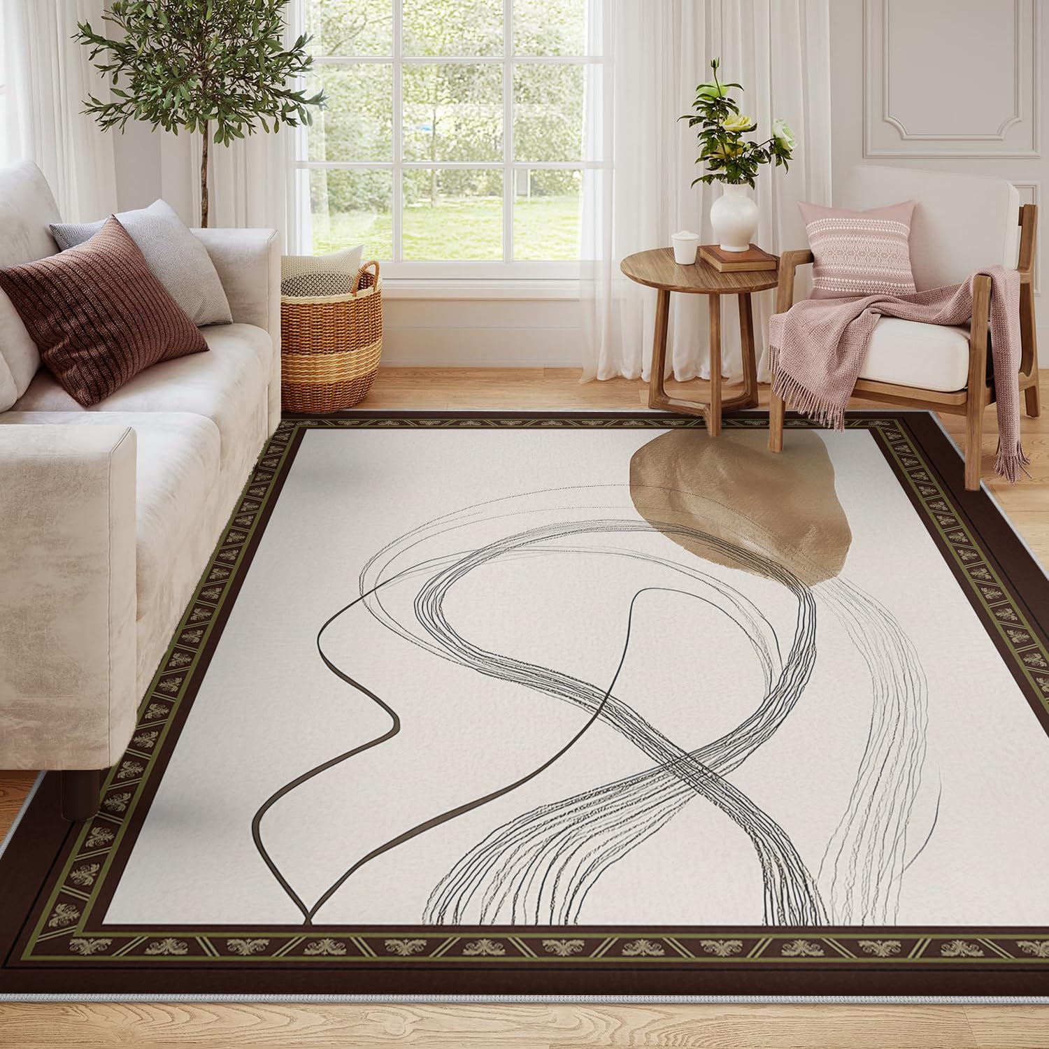 Minimalistyczne zmywalne i miękkie antypoślizgowe dywaniki 200 x 300 cm abstrakcyjne linie i kolorowe klocki Dywan wewnętrzny o niskim włosie i nieodłączony do salonu
