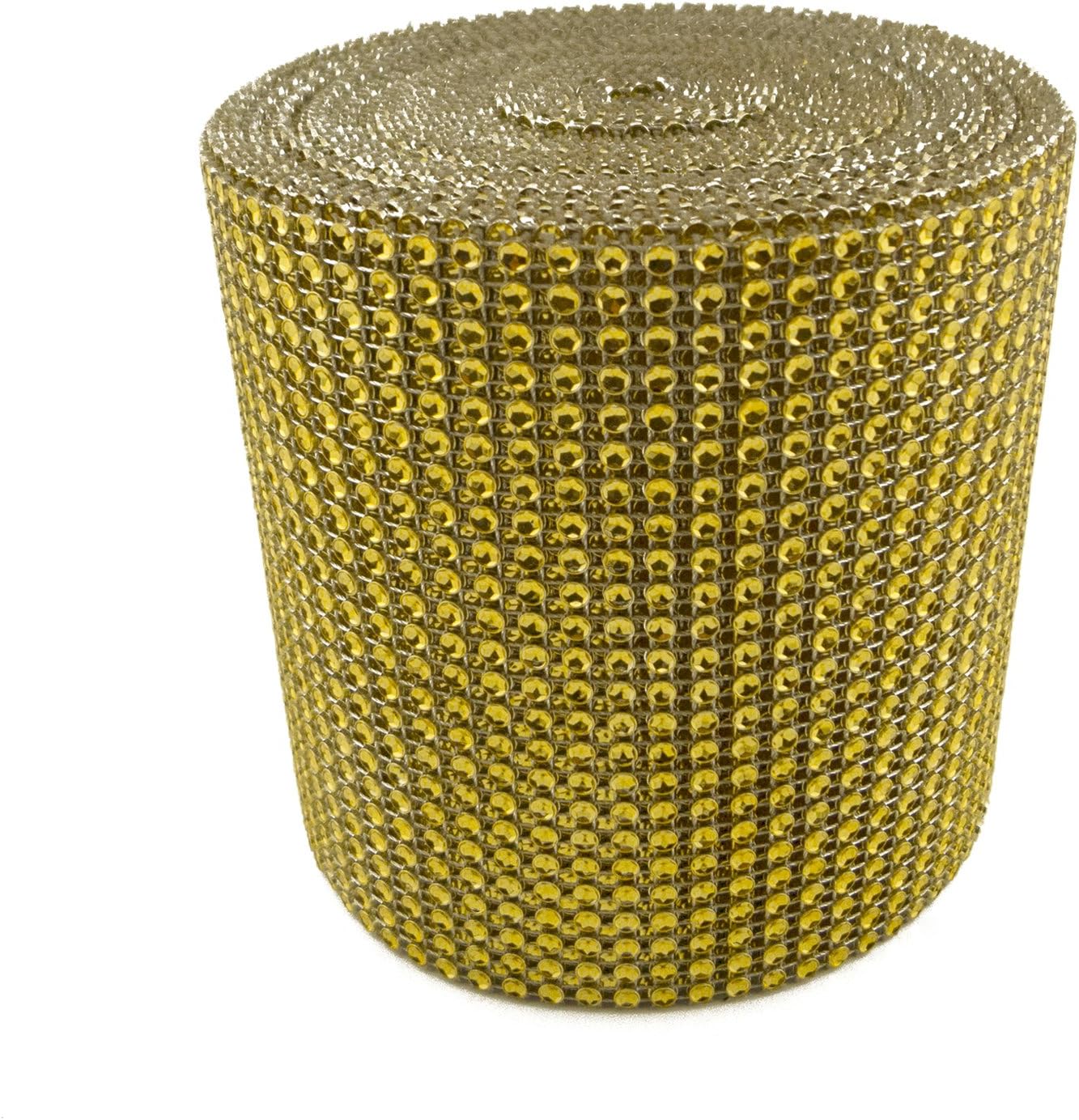 Diamond Mesh Wrap (Gold) Roll Rhinestone Crystal Ribbon 4.5″ x 10 yards