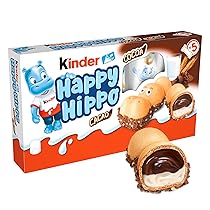 Kinder Happy Hippo, Wafer con Granella al Cacao e Ripieno Cremoso al Latte e Cacao, 5 Pezzi da 20,7g