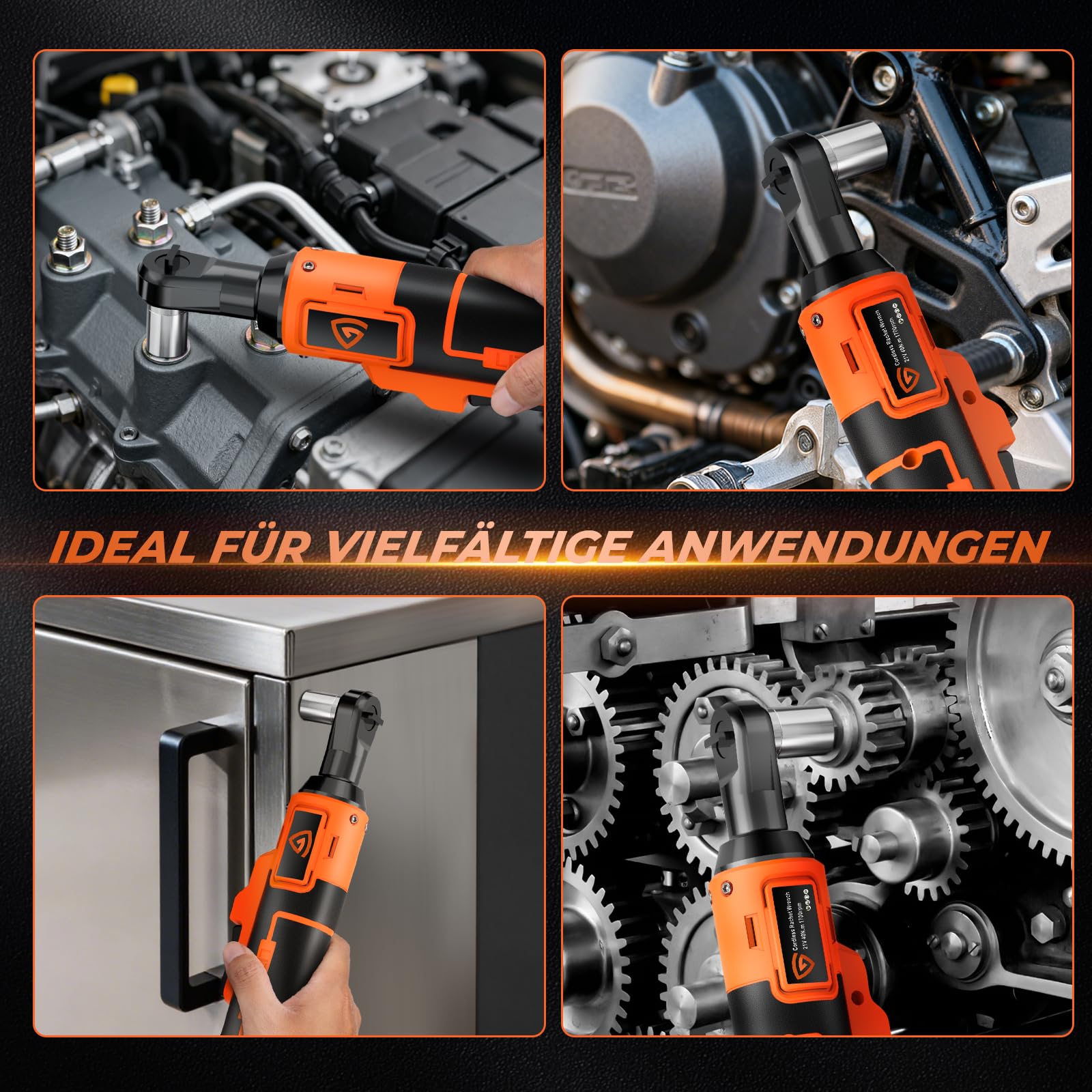 21V Akku Ratschenschlüssel, 3/8" Elektrischer Ratschen 40N.m 0–400RPM, Kabellose Ratsche mit 2×2000mAh Akku, 7 Steckschlüsseln, Schnellladegerät & LED-Licht für Auto & Heimwerker