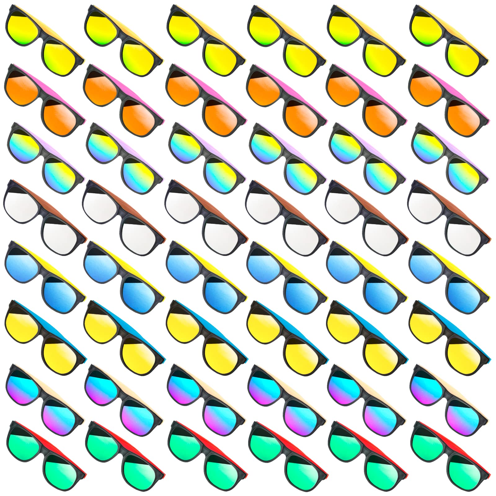 Sonnenbrillen Bulk für Partygeschenke, 48 Stück Neon-Kunststoff-Sonnenbrillen mit UV400-Schutz, tolles Geschenk für Geburtstagsbedarf, Abschlussfeier, Sommer, Pool, Strand, Partygeschenke, Goody Bag