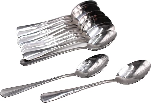 Miniatura 4 de Paquete de 15 cucharaditas de acero inoxidable extrafinas de 6.7 pulgadas, difícil de doblar, color plateado