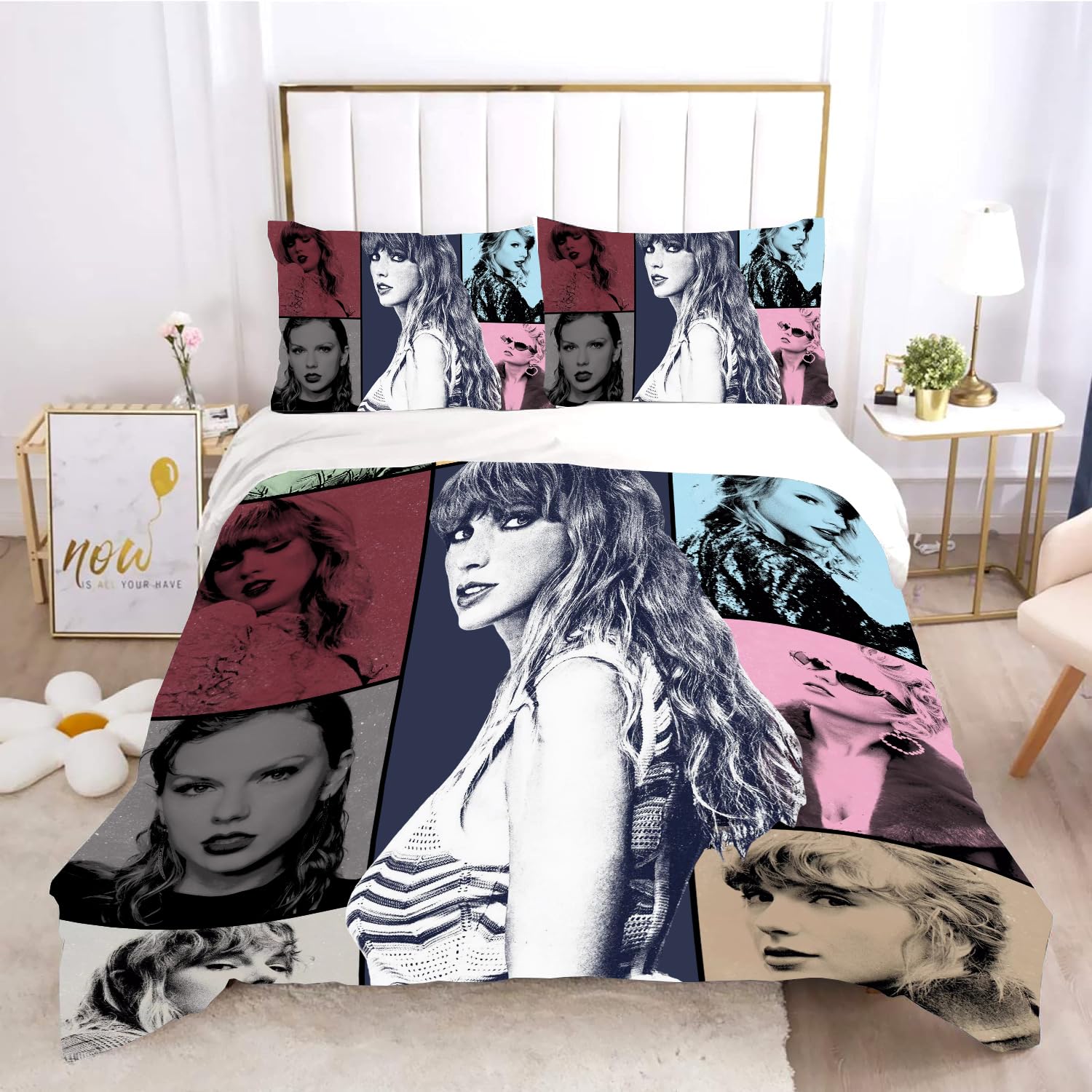 3Pcs Music Singer Merch Comforter Bedding Set 1 Quilt Cover 2 Pillowcases Music Bedding Set Gifts for Kids Boys Girls Adults 68"X90"
