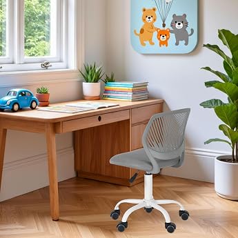 FurnitureR Kids Chair Height Adjustable Desk Chair Ergonomic Colorful Youth Chair with Backrest & Armrests Swivel Chair with 5 Wheels for Children 3-10 Years 100kg Load Capacity