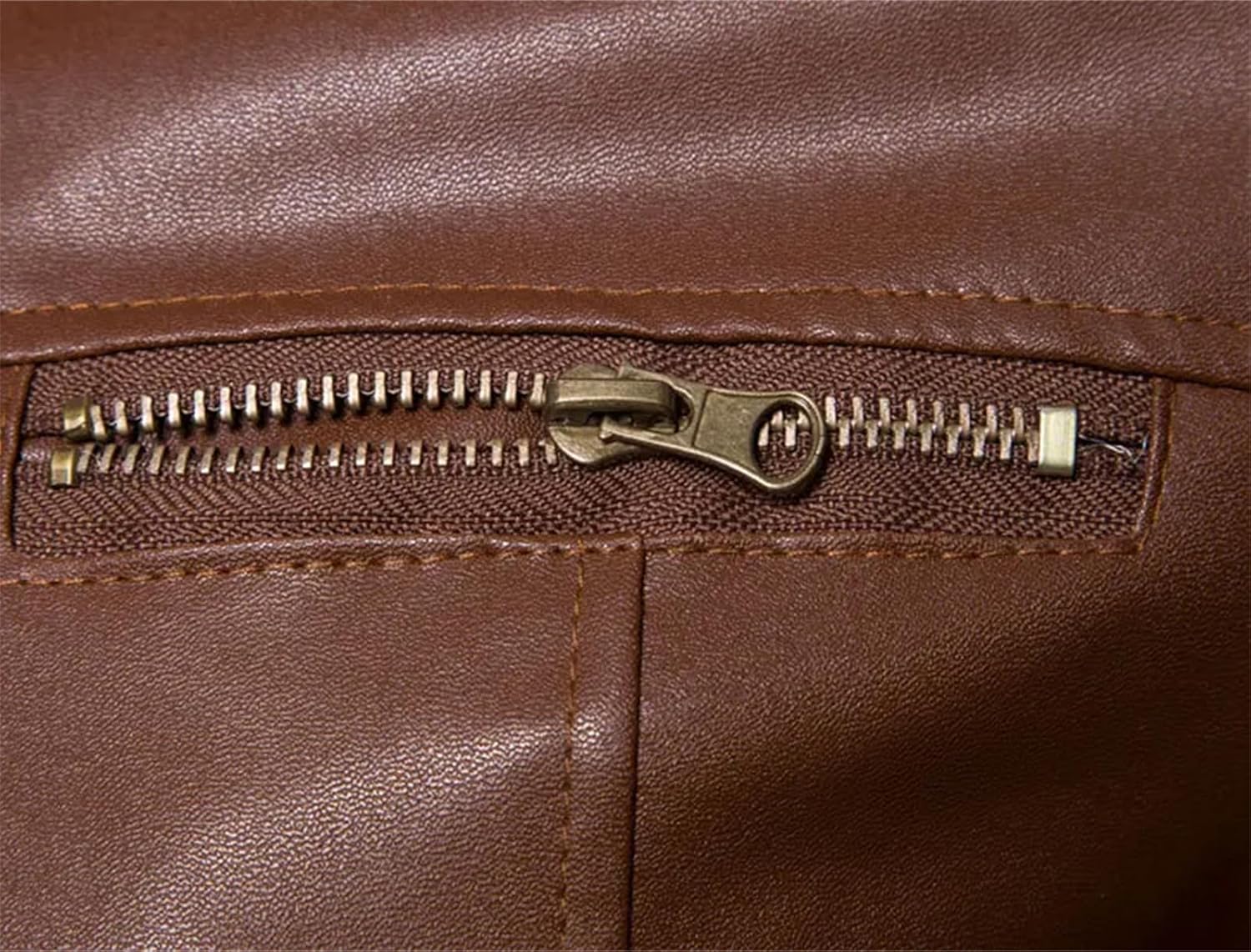 Jegsnoe Men's Leather Jacket Motorcycle Coat Lining With fleece Stand Collar Casual Faux PU Leather Jacket