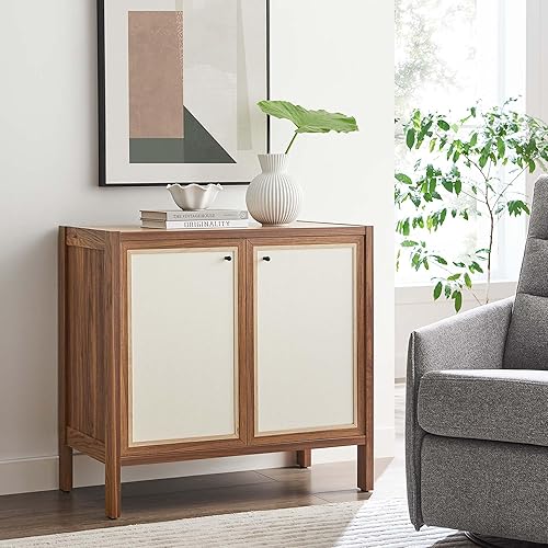 Miniatura 2 de Modway Capri - Armario de almacenamiento de nogal de 33 pulgadas, para pasillo o entrada, con puertas, mesa de buffet moderna de mediados de siglo o