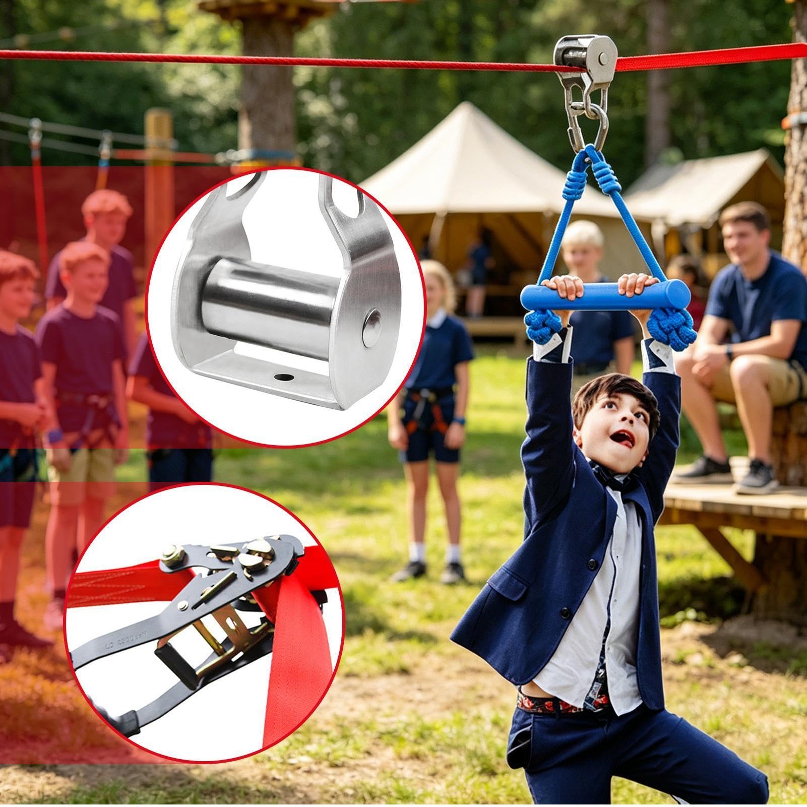 Zip Line dla dzieci Z krążkiem, zabawne zabawki ogrodowe | Dziecięce Linie Ogrodowy Zestaw do Zabaw Dla Nastolatków Dziewczyn Chłopców Plac Zabaw Szkoła Kemping Plaża Park