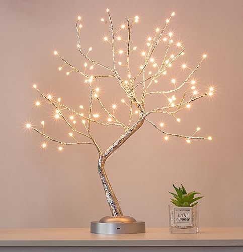 Lostars Luz de árbol bonsái de mesa, lámpara LED de árbol de 90 L, temporizador de 6 horas, funciona con USB y pilas, ramas ajustables para