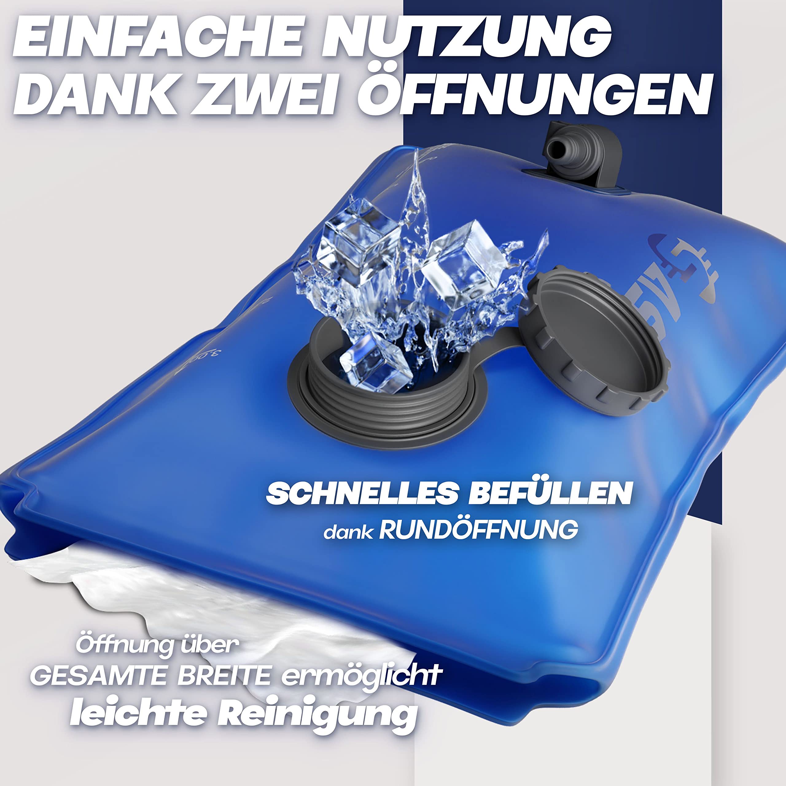 SASMO Bolla d'acqua da 2 l e bolla per bere da 3 l con 2 aperture, rinforzata con materiale resistente agli strappi, 2 l, borsa per zaino con tubo, ultraleggera, zaino per bolla d'acqua, escursionismo