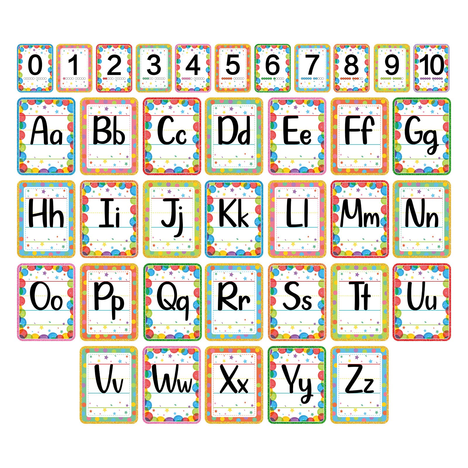 37 PCS Educational Cards, Laminated Water/Tear Proof Preschool Learning Posters include Alphabet Numbers Colors & 2D/3D Shapes, Kindergarten Preschool Early Education Cards Home Classroom Decorations
