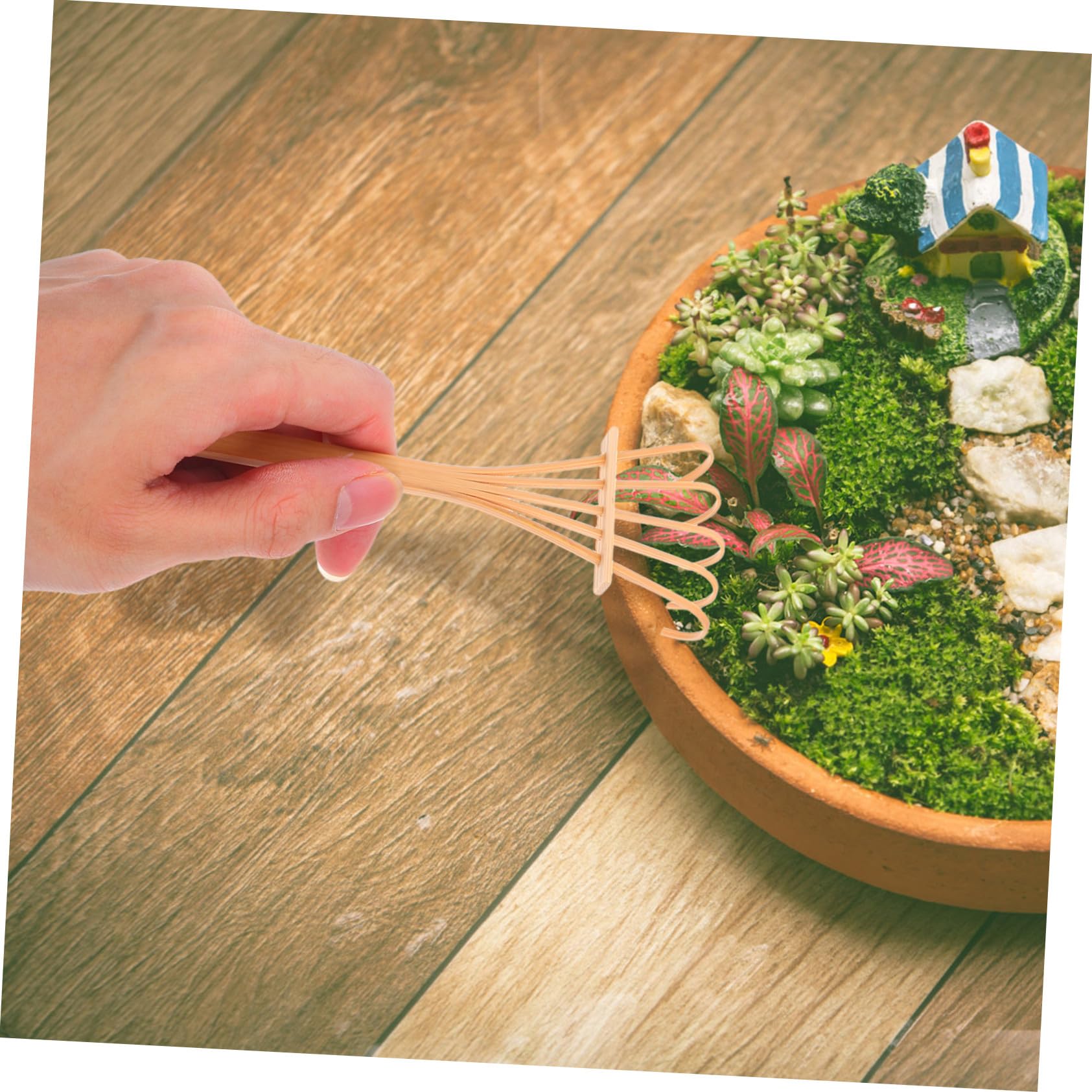 UKCOCO Herramientas De Rastrillo De Jardín Mini Zen Accesorios para Jardines De Miniatura Juego De Decoración Hogar Oficina para Meditación De Escritorio y Cuidado De Sustratos De Roca