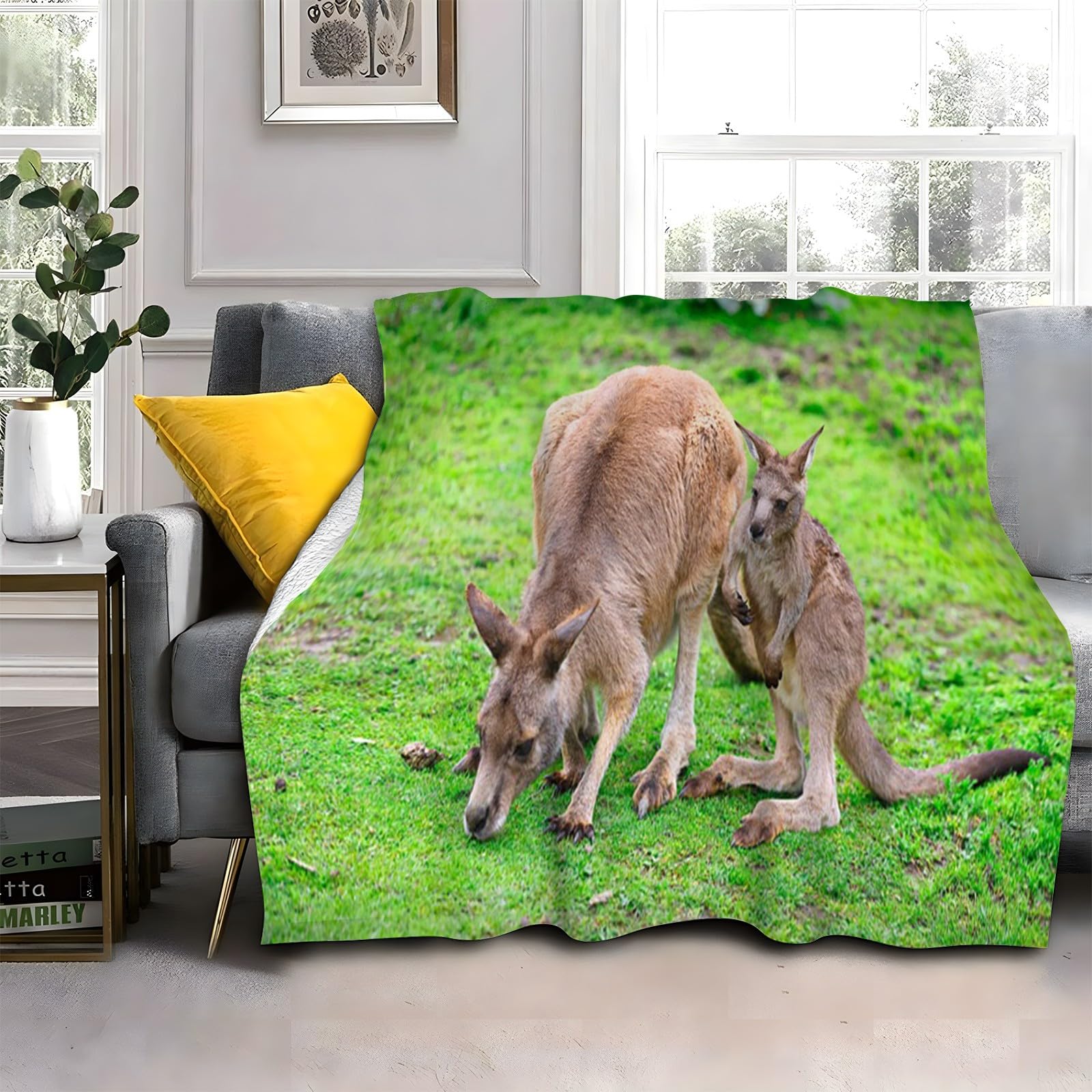 LLSZAHD Dark Brown Kangaroo Throws Blanket King Size Animals Comfort Soft Sofa Bed Throw Blanket 152x204cm, Modern Fashion Design Style Children Adults Bedroom Decor - Fluffy Blankets 60"x80"