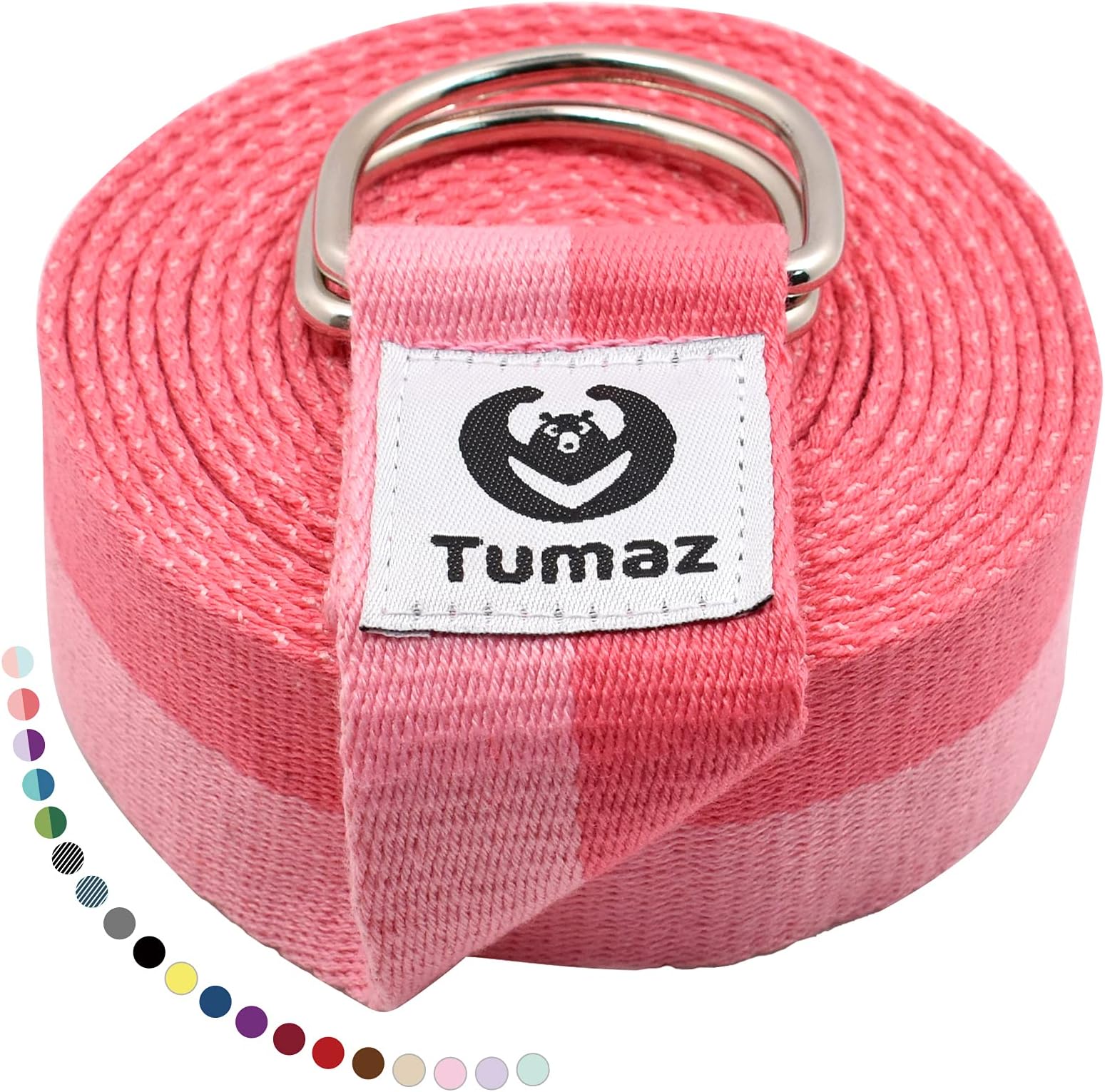 TumazYoga Strap/Stretch Bands [15+ Colors, 6/8/10 Feet Options] with Extra Safe Adjustable D-Ring Buckle, Durable and Comfy Delicate Texture - Best for Daily Stretching, Physical Therapy, Fitness