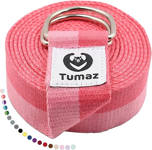 Tumaz - Correa de yoga (15 colores, opciones de 6810 pies) con hebilla ajustable extra segura, duradera y cómoda textura delicada, ideal para