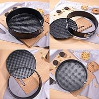 Vista 5 de Springform - Juego de 3 moldes antiadherentes para tartas de queso, a prueba de fugas, redondos, con parte inferior extraíble, molde para tartas, 3