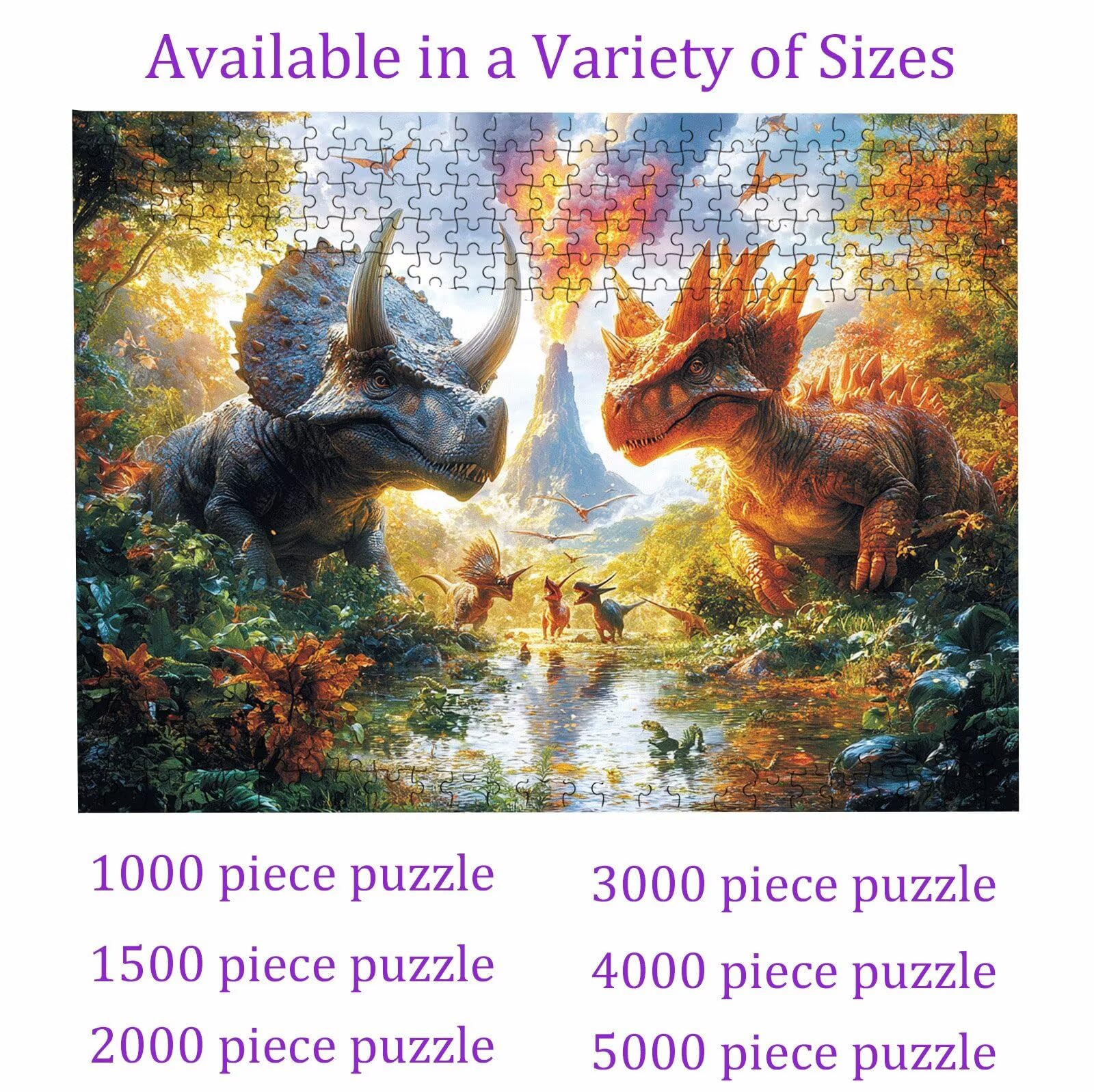 Puzzle vulcano Dinosauri(3), Puzzle Adulti 1500 pezzi, Puzzles Legno con Squisita Scatola di Imballaggio, Rompicapo per Esperti con Incastro Perfetto, Regalo per Adulti Decorazioni Casa W3H-981