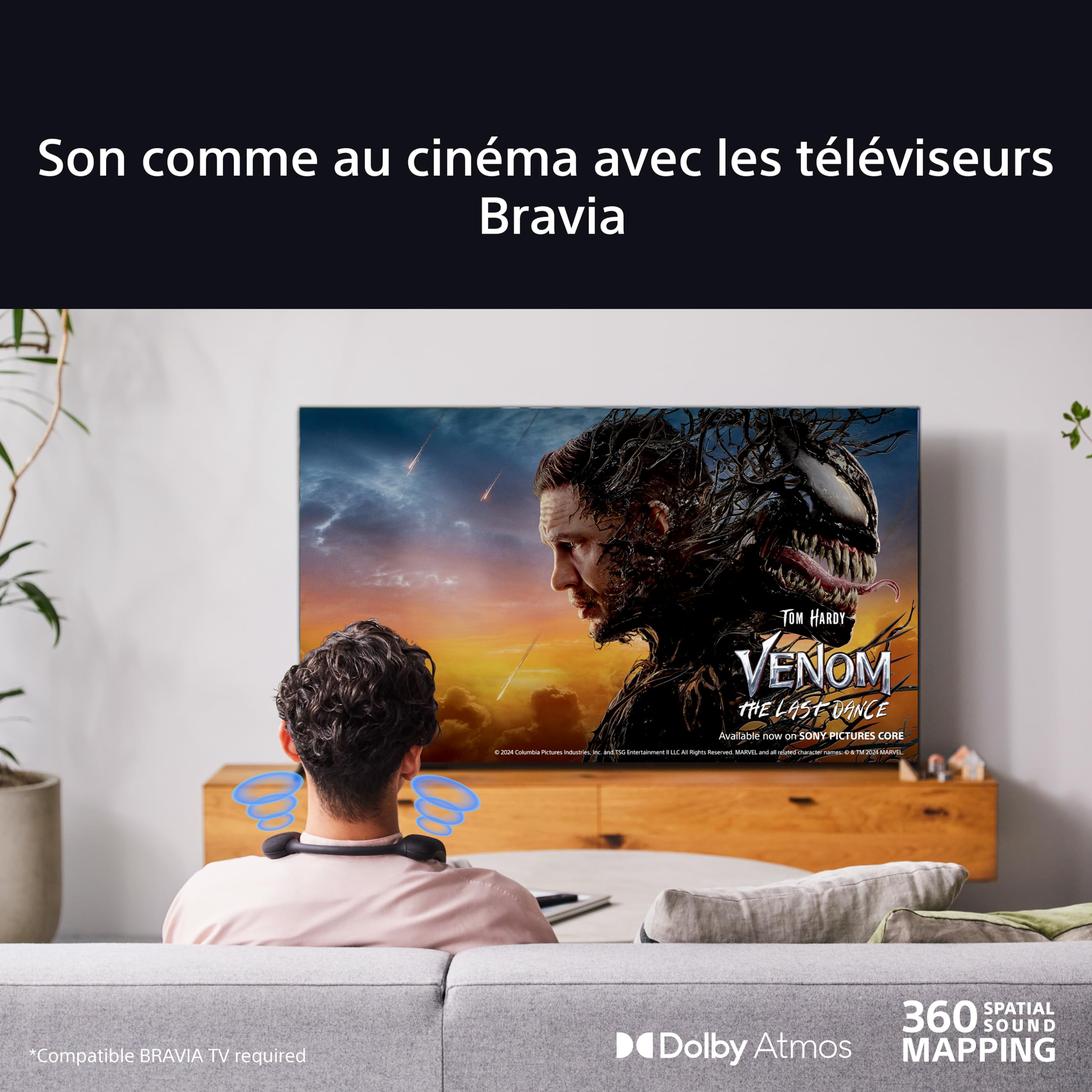 Sony BRAVIA Theatre U – Enceinte Tour de Cou sans Fil Dolby Atmos®, Bluetooth®, Connexion Multi-Points, Fonctions Gaming PS5, 360 Spatial Sound Personaliser, HT-AN7