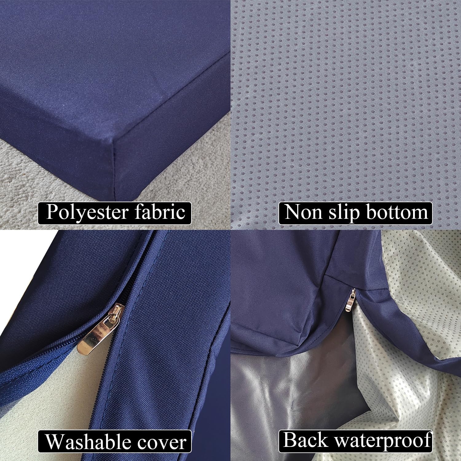 9 Pack Outdoor Cushion Covers for Patio Furniture Replacement Waterproof Patio Sofa Cushion Slipcovers with Zipper & Non Slip for 4-Seat Sofa 25.6 x 25.6 Inch, Navy Blue