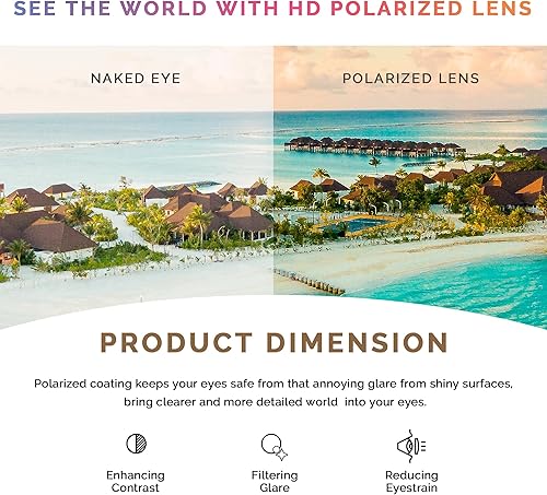 Miniatura 5 de JOO'RTI Gafas de sol polarizadas de gran tamaño para mujer, diseño de ojo de gato cuadrado grande retro