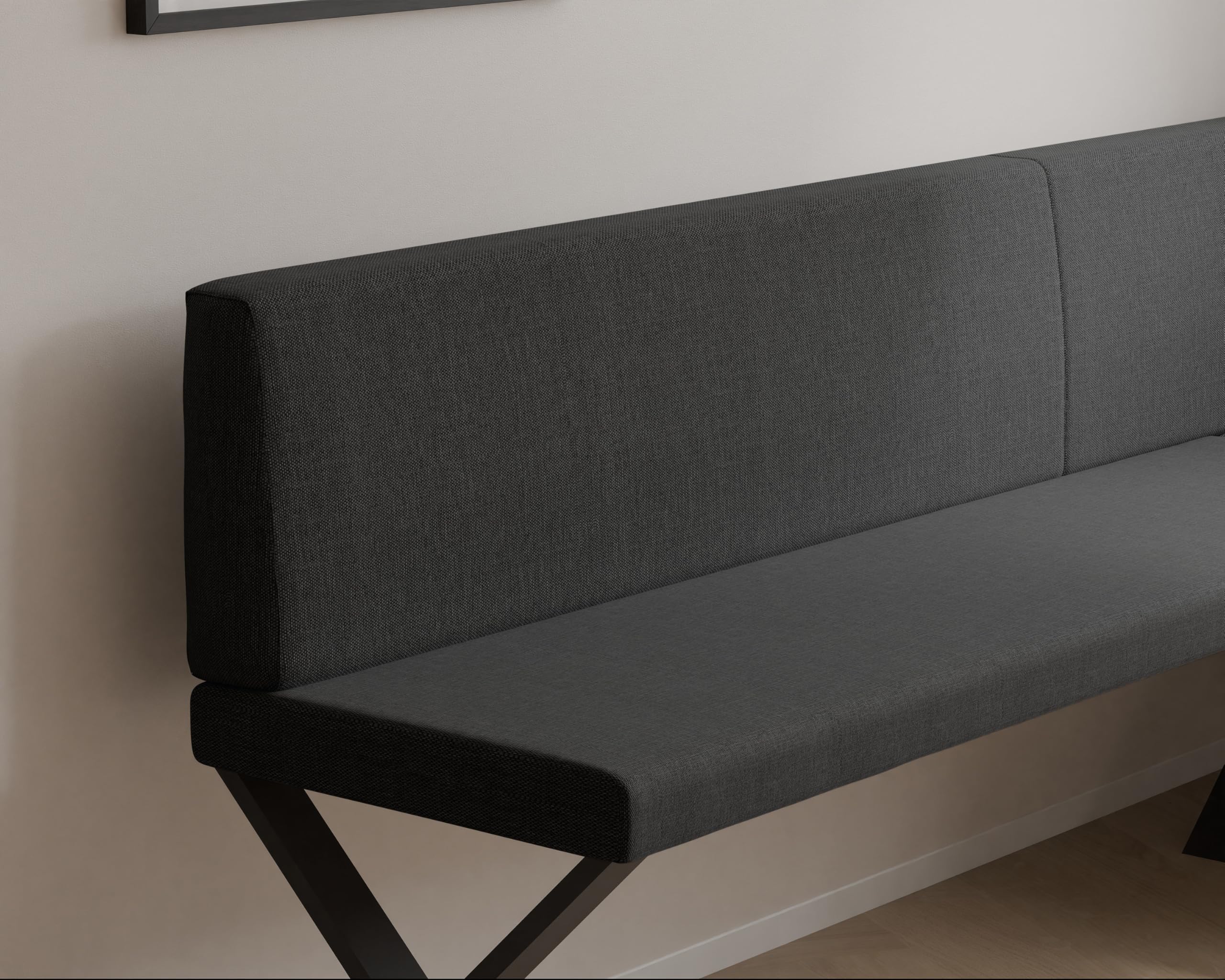 Banquette d’Angle tapissée 128x168 cm Gauche/Droite avec Dossier – Meuble d’Angle pour Cuisine