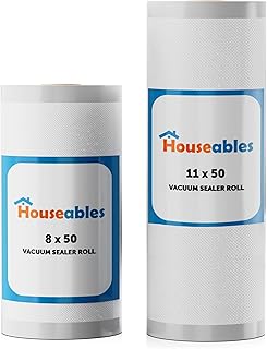 Vacuum Food Sealer Rolls, Sous Vide Bags, Two (2), Large, Commercial Grade Plastic, Vac Storage & Seal, Airtight Saver, Store Meal, Microwave & Freezer Safe