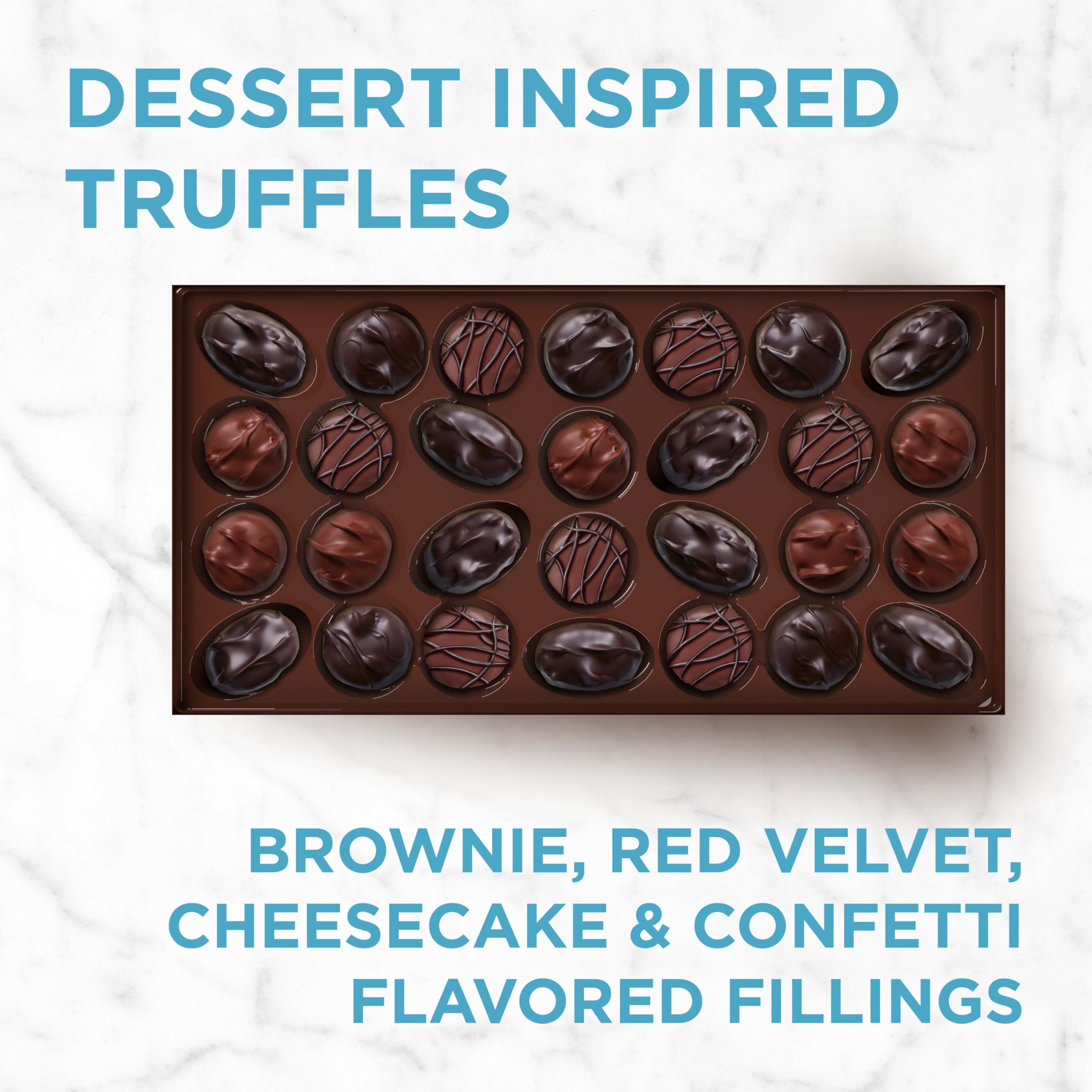 RUSSELL STOVER Assorted Milk & Dark Chocolate Dessert Inspired Truffles Candy Gift Box, 14.9 oz.