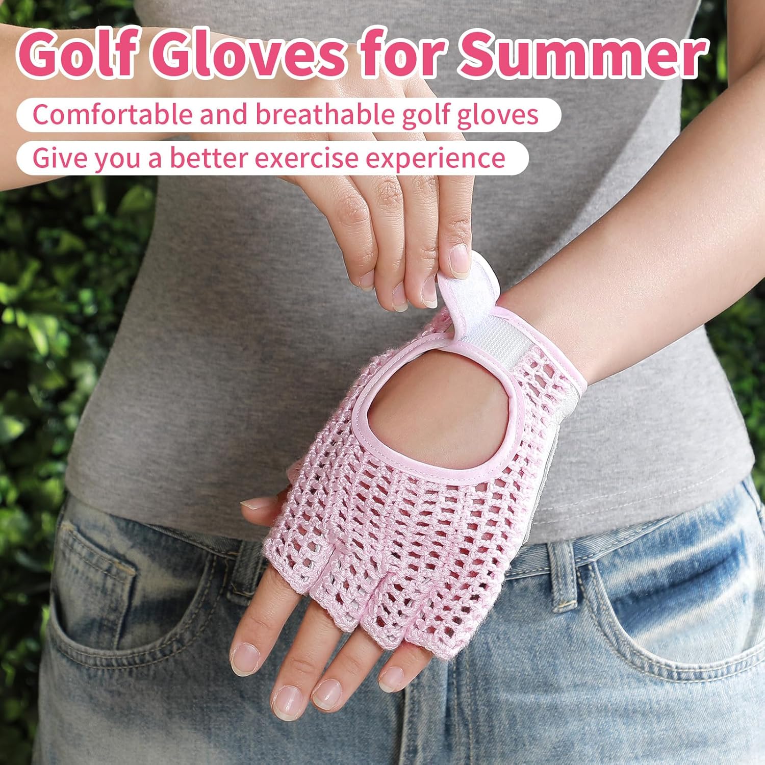 Men's Fingerless Golf Glove 11 x 14 cm Half Finger Golf Glove Open-Finger Adjustable Breathable Hot Weather for Men - Image 6