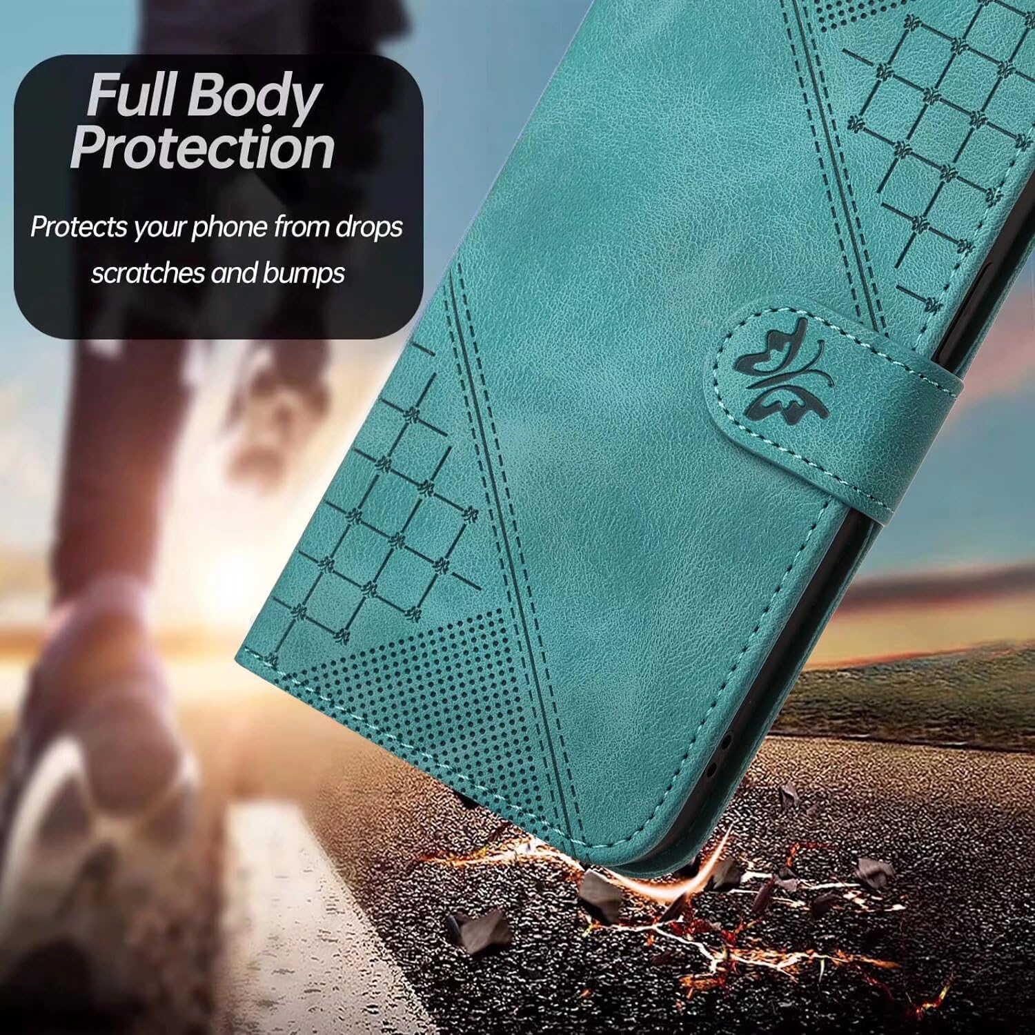 ATISIJIE Custodia a portafoglio per Google Pixel 9a Cover,farfalla Custodie Pelle PU Resistente Chiusura Magnetica con porta carte di credito per donne e ragazze-Azzurro