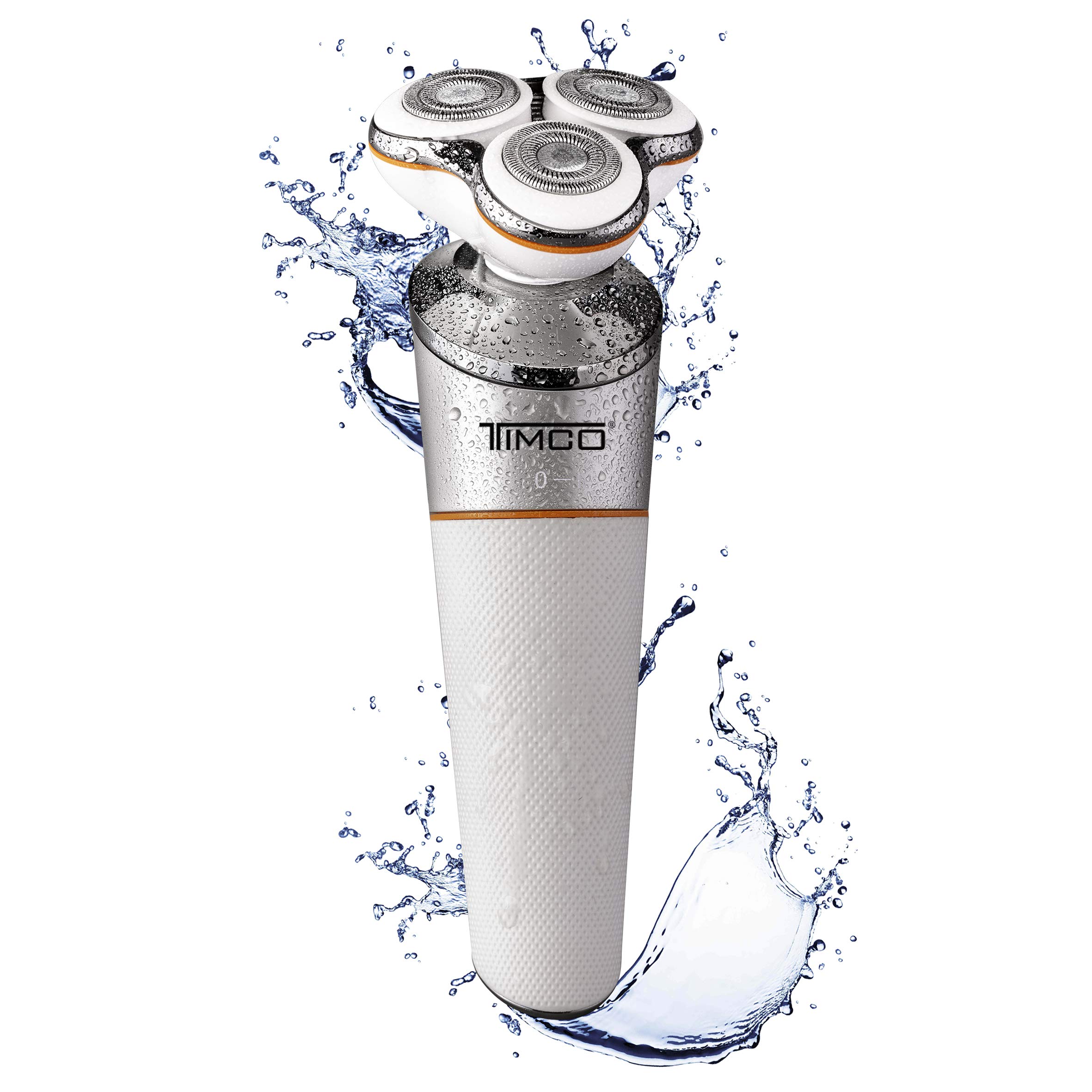 Timco 5-in-1 Shaver and Body Hair Trimmer BSK-1200 with all attachments on a charging stand.