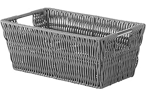 Whitmore Baskets: Rattique Small Shelf Tote Grey