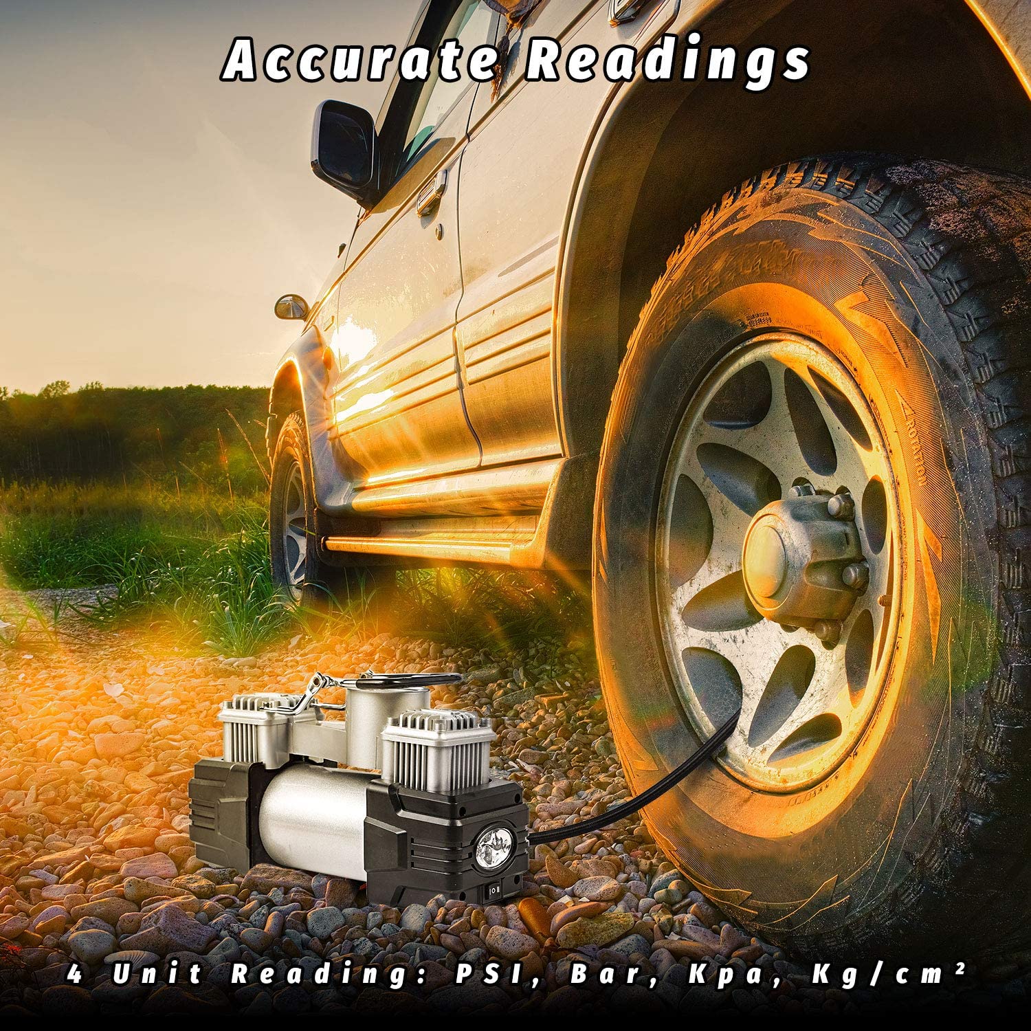 OlarHike 12V Portable Air Compressor, 150PSI Dual Cylinder Metal Pump