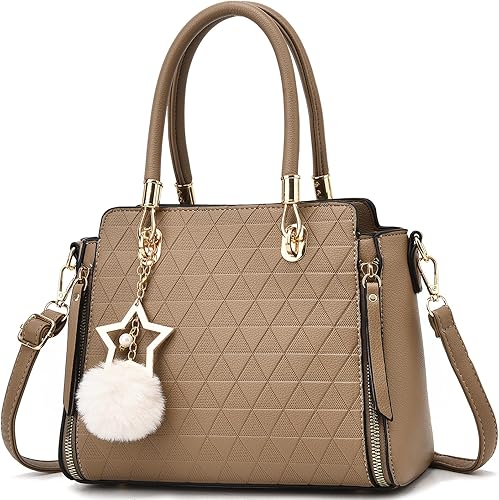 I IHAYNER Bolso cruzado para mujer, bolsos y bolsos de mano con asa superior, bolso de hombro con pompón para bolsa de viaje para mujer