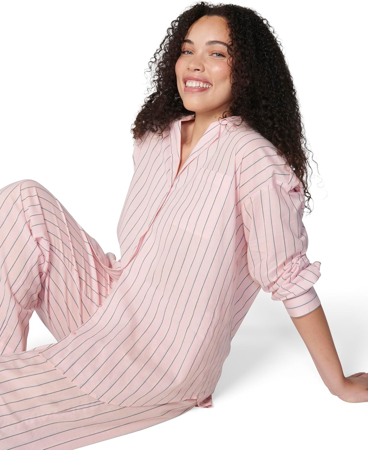 florence by mills womens Morning Bliss Poplin Long-sleeve Button-down Sleep Shirt - Image 5