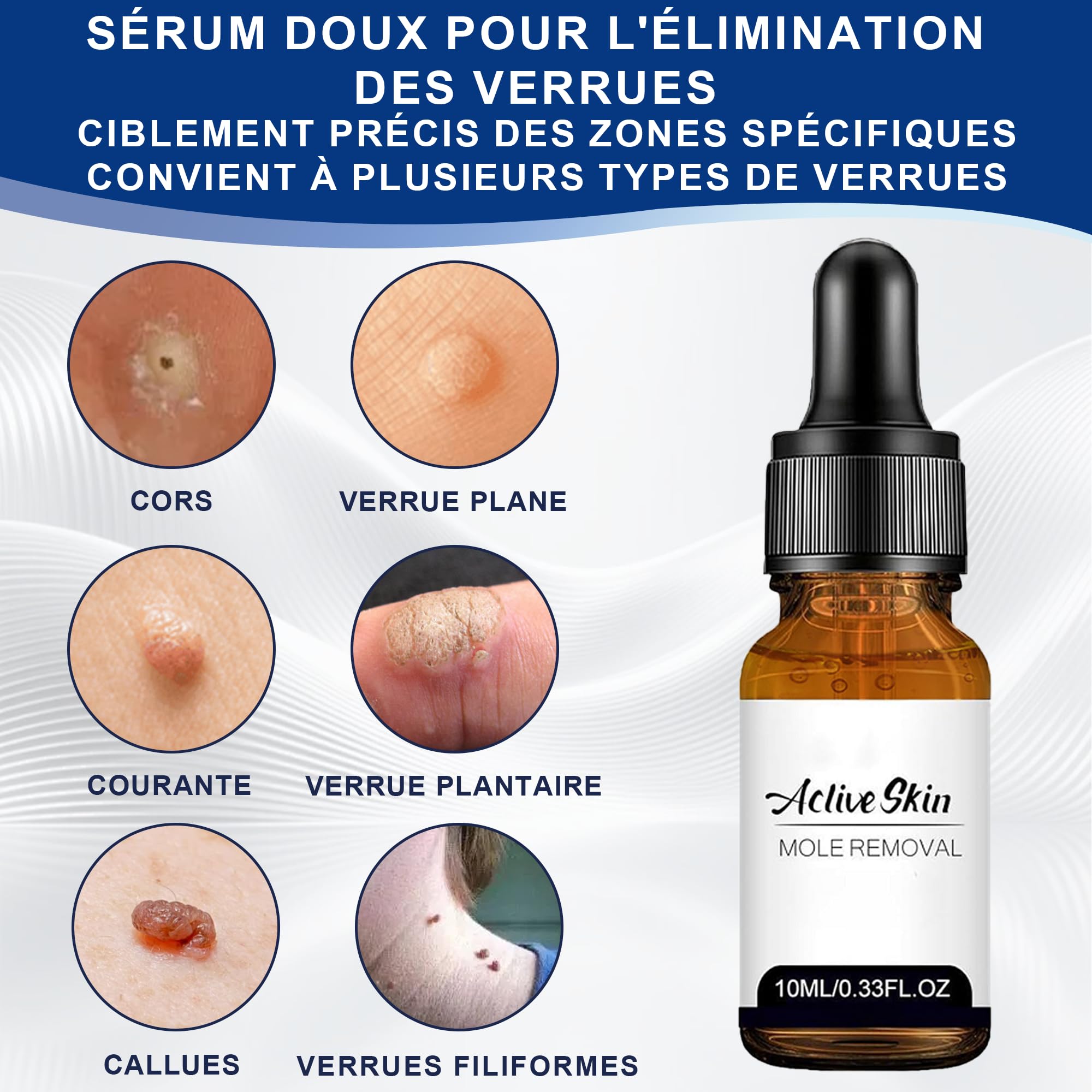 Action Enlèvement Des Acrochordons – Pipette Précision Visage & Corps | Élimination Ciblée des Verrues Plantaires, Vulgaire et Plates | Formule Douce à, Format Voyage(10ml)