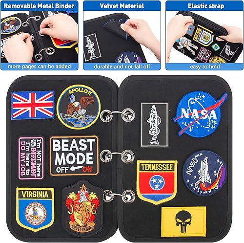 Miniatura 4 de Organizador de folletos para colección de parches con 5 paneles de soporte de parches (sin parches)