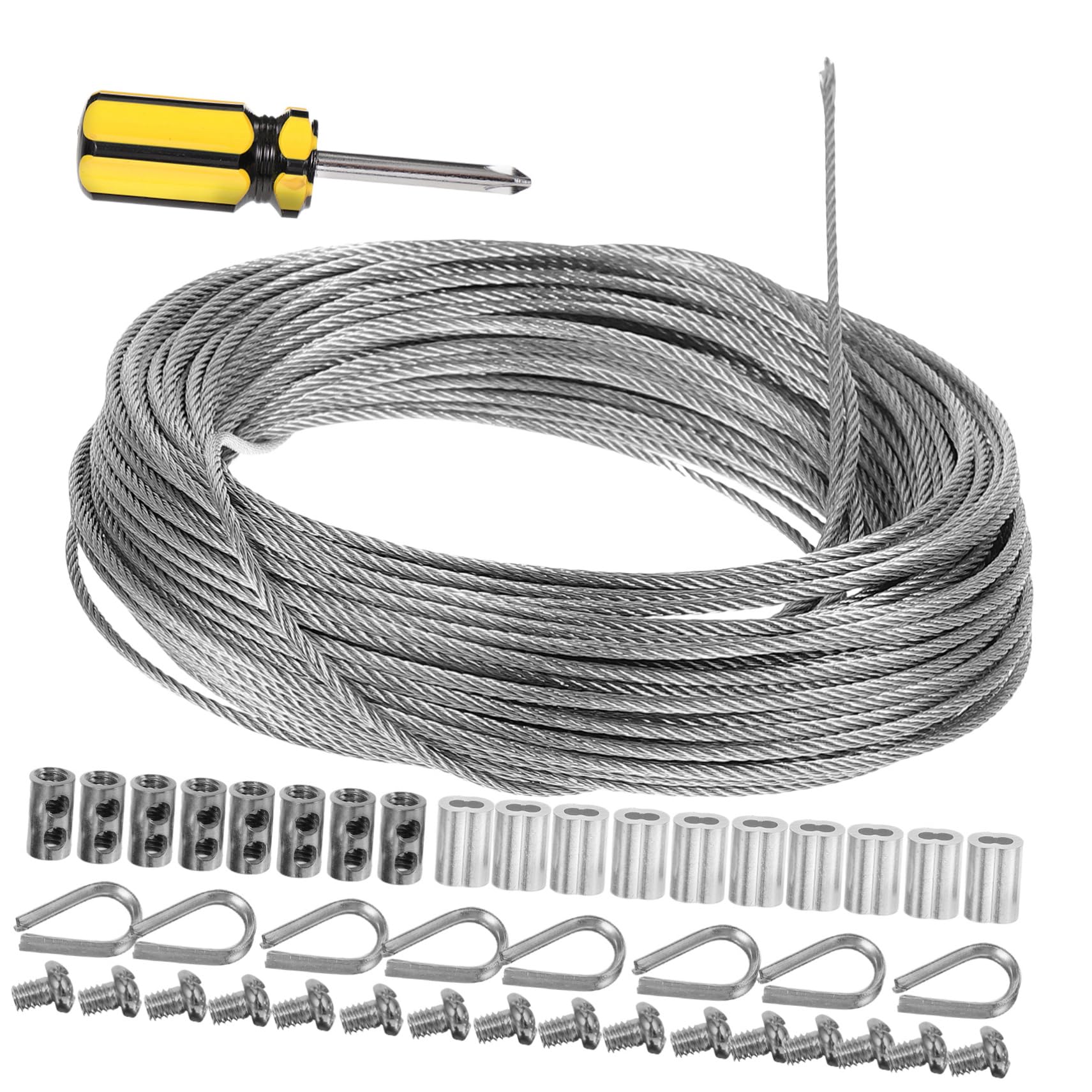 Hemobllo 1 Set Stainless Cable Stainless Turnbuckle Outdoor Fencing Wire Kit Stainless Steel Cable Stainless Steel Turnbuckle Stainless Steel Wire Thimble Crimp 304 Stainless Steel Rope