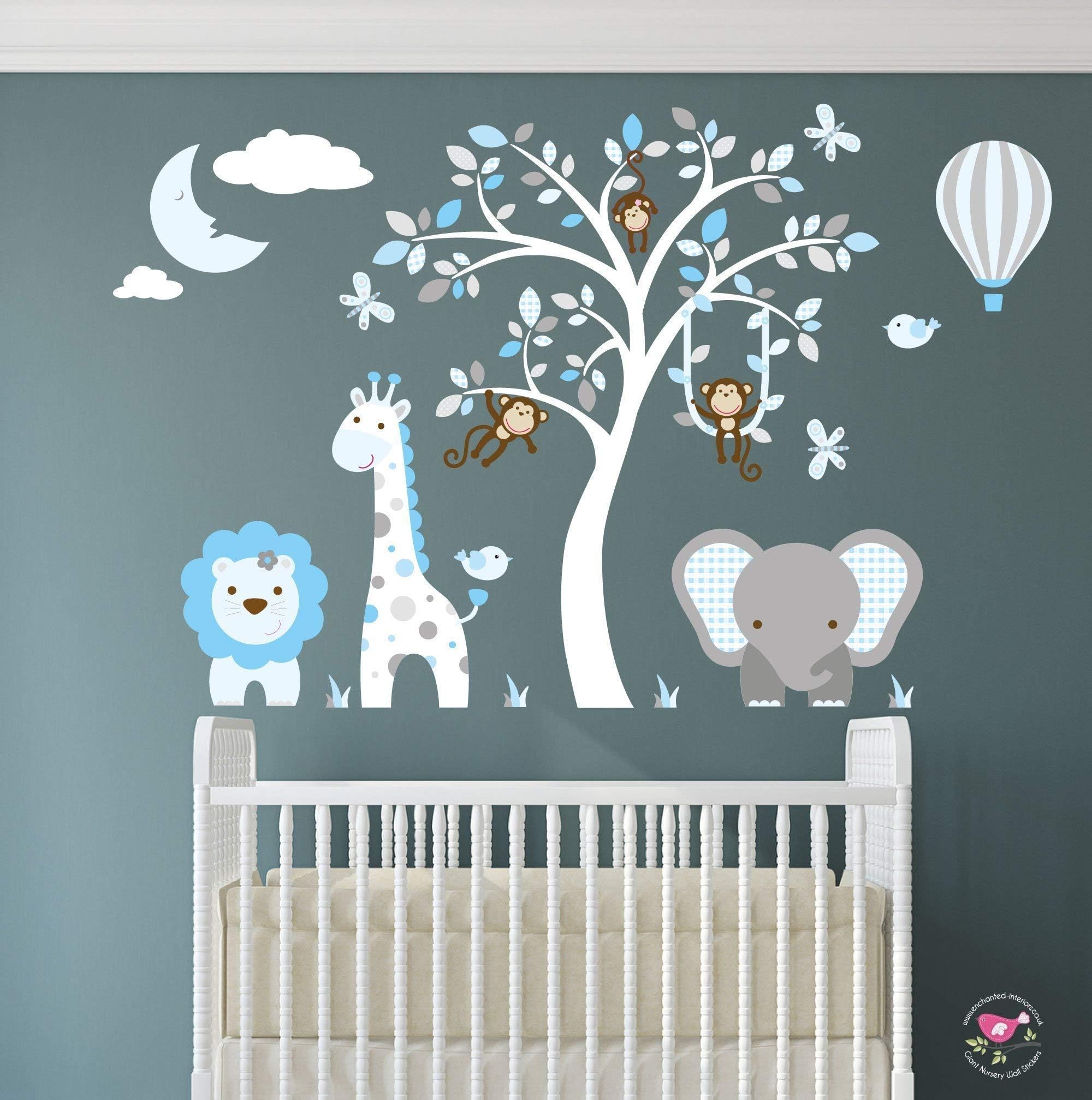 Boys Wall Stickers for Nursery White tree wall decals. Kids Bedroom Decor
