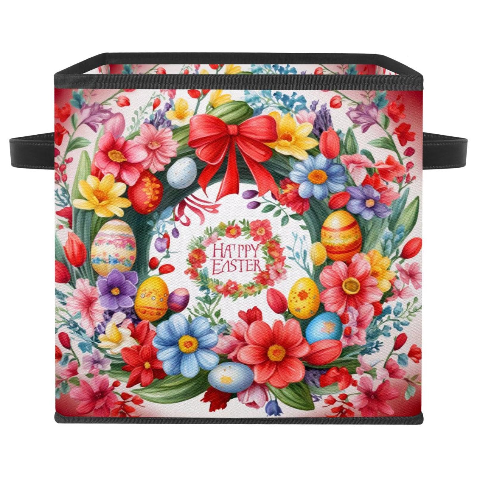 Boîte de rangement pliable durable avec poignées en cuir pour organiser la maison