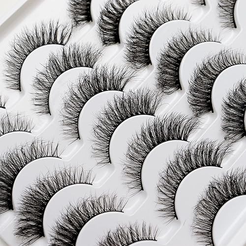 Miniatura 7 de MilyBest - Pestañas postizas de visón sintético pestañas de manga y ojo de gato aspecto natural 14 pares de pestañas 3D esponjosas y finas de 0551in