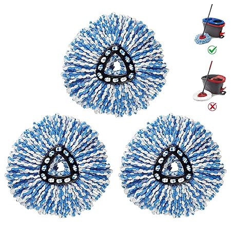 BonusLife 3 Pack Mop Head Compatible with Spin Mop Power Refill Easy Cleaning Microfiber