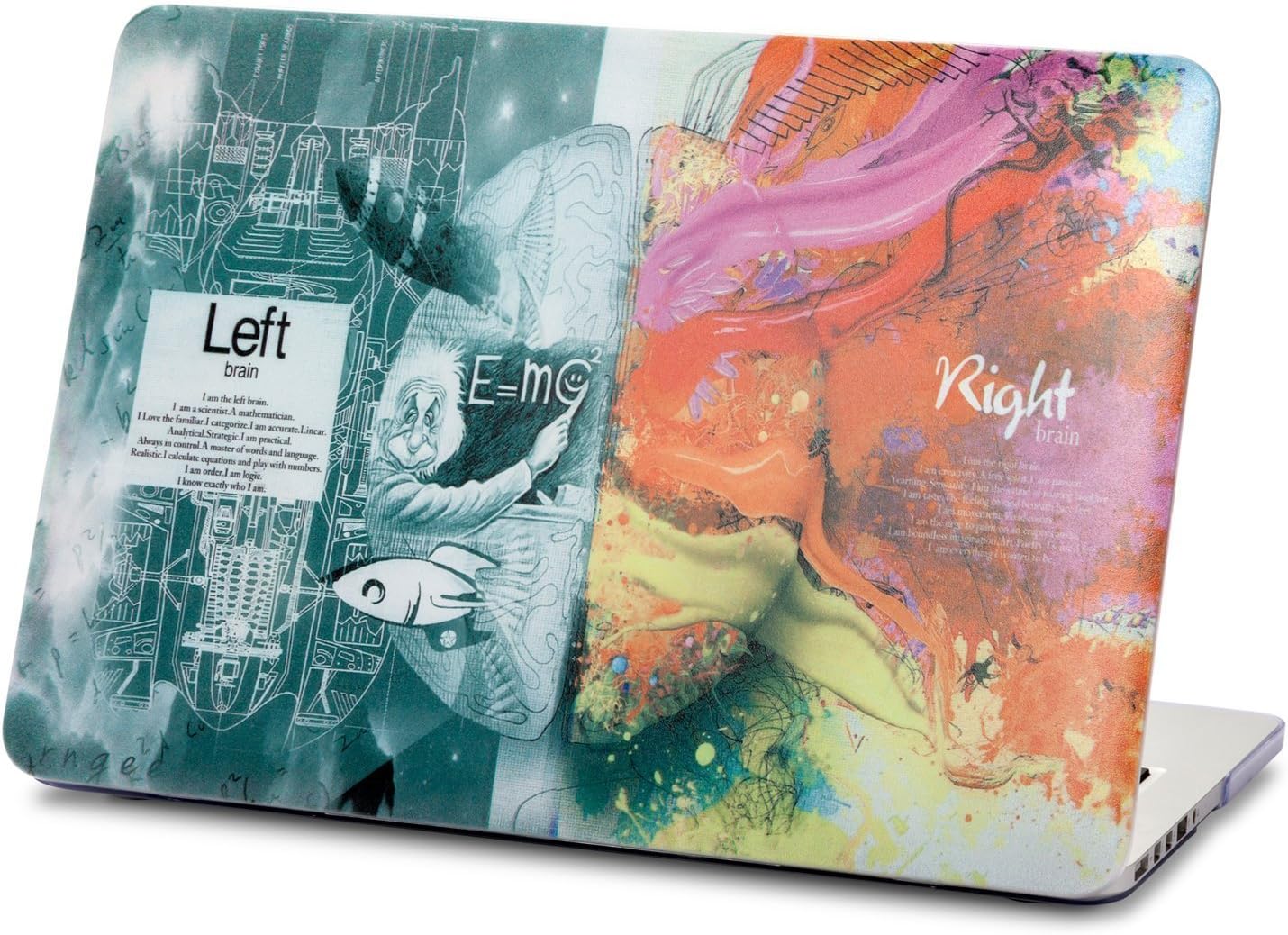 Herngee Macbook Case, Einstein Scientific Left Brain and Art Right Brain Plastic Hard Cover Case for Apple Macbook Pro 15" with Touch Bar & Touch ID(2016 Released)