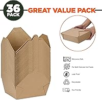 Vista 2 de Fit Meal Prep Paquete de 36 recipientes desechables de 76 onzas para llevar para microondas, cajas de papel kraft para llevar, contenedores