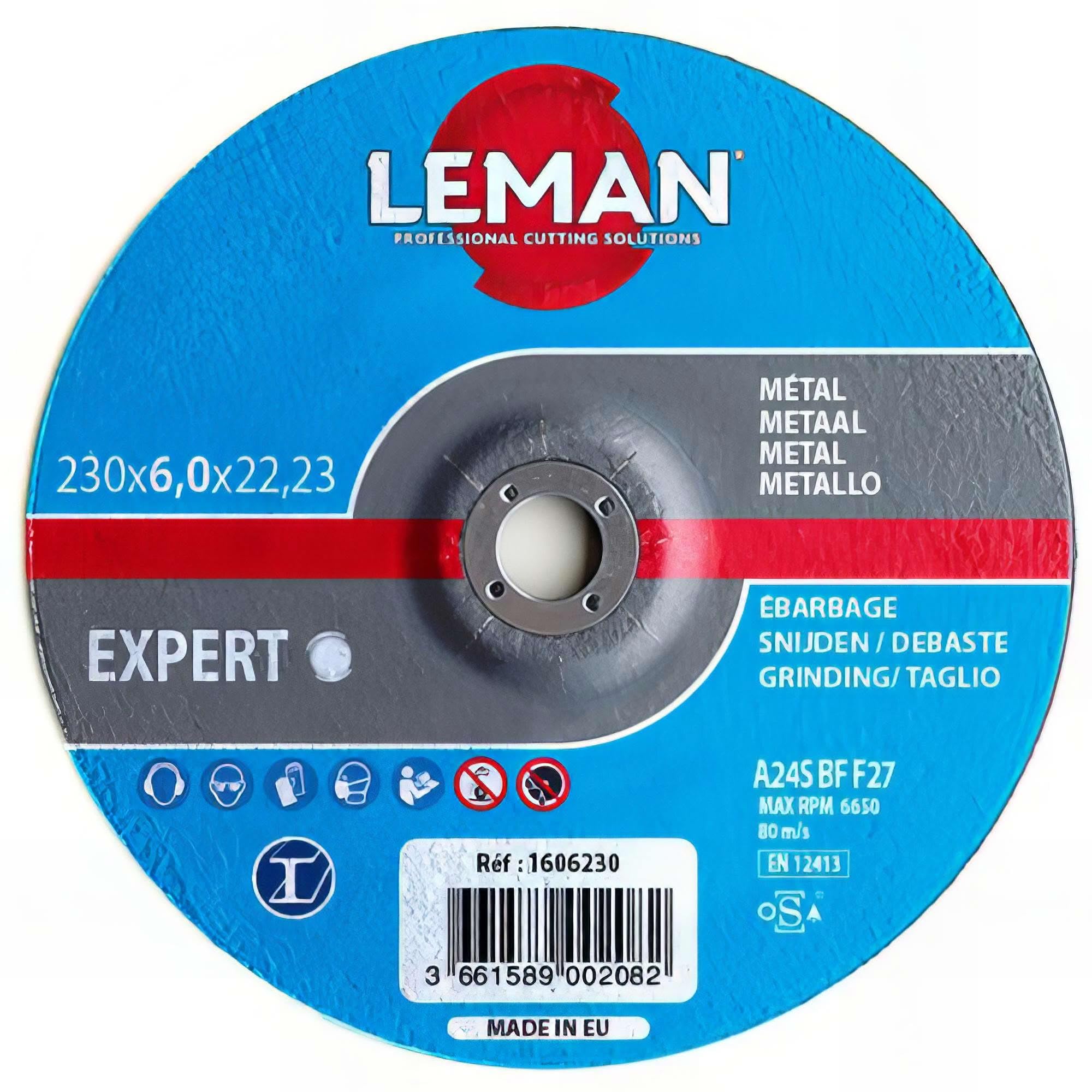 Leman - 10 disques à ébarber métal à moyeu déporté - D. 230 x Al. 22,23 x Ep. 6 mm - 1606230 - Leman