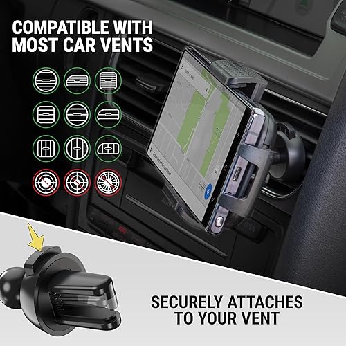 Miniatura 5 de Scosche Soporte universal 4 en 1 para teléfono celular con ventosa para ventilación de automóvil, tablero, consola, parabrisas, soporte ajustable