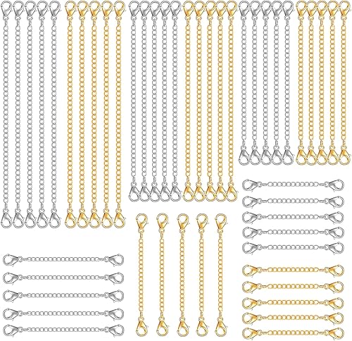 30 extensores de cadena para collares, extensores de collar para mujeres y niñas, extensores de cadena de acero inoxidable para hacer joyas (30