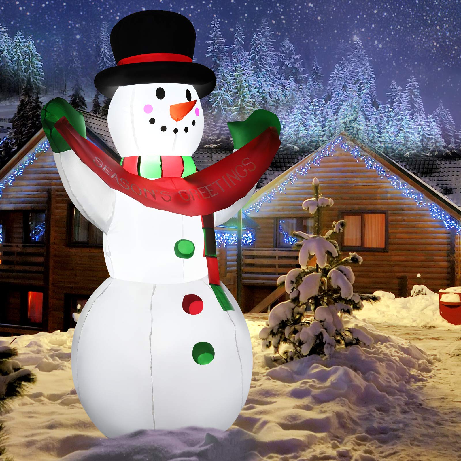 Tangkula Christmas Inflatables Snowman, Snowman Inflatable for Christmas Decorations, Indoor Outdoor Yard Garden Decorations