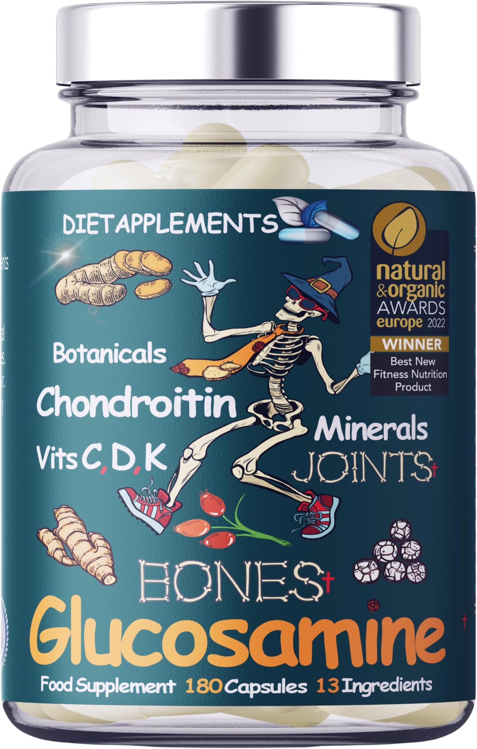 Glucosamine, Chondroitin, Turmeric, Vitamins for Bones, Joints 180 Capsules