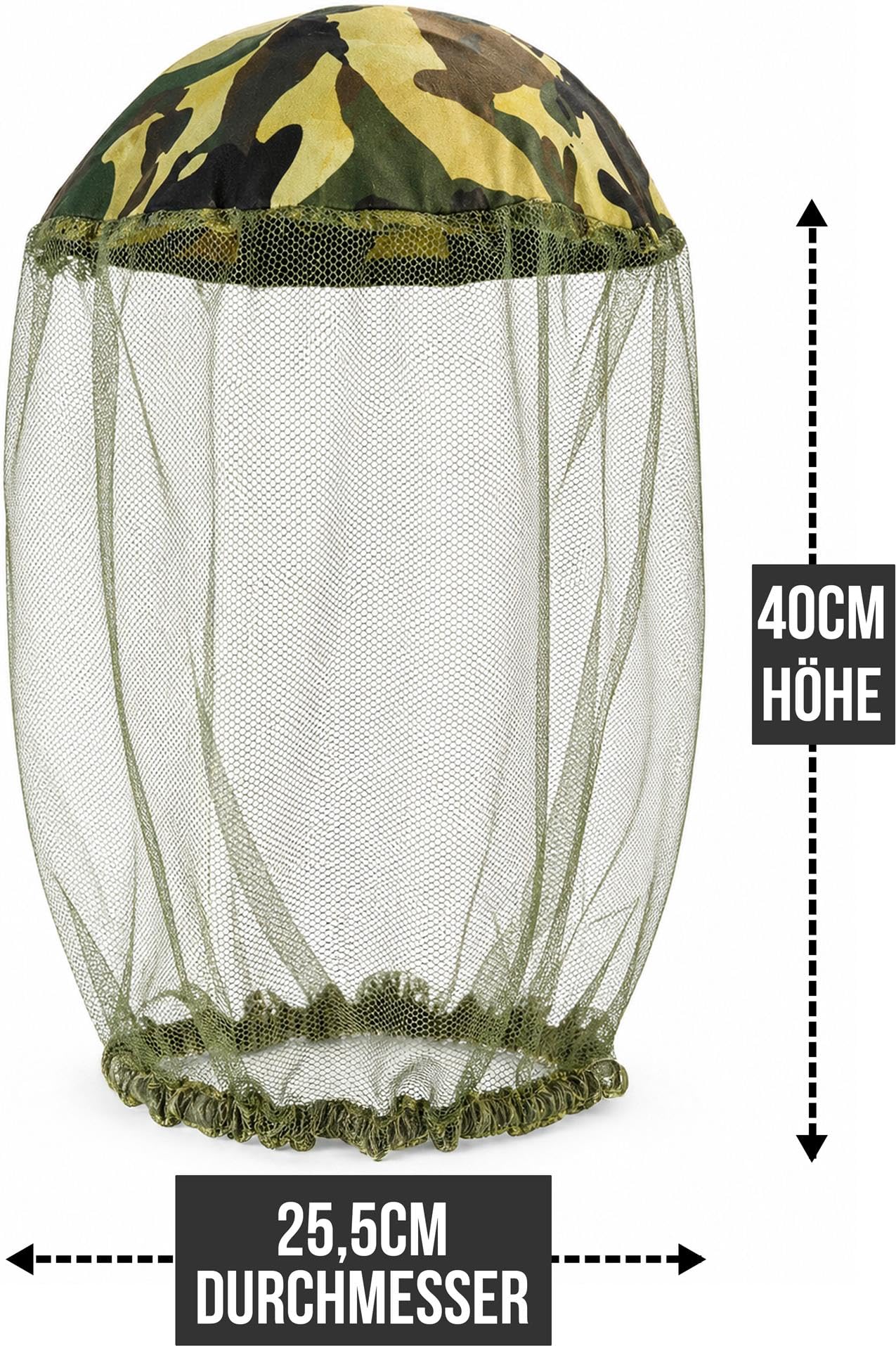 Moskito Kopfnetz – Feinmaschiger Mückenschutz für Gesicht & Kopf – Ultraleichtes Insektennetz für Camping, Wandern, Angeln, Trekking & Outdoor – Atmungsaktiv & Universalgröße Woodland OneSize