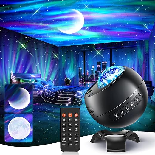 One Fire Northern Lights, 21Colors Galaxy Projector for Bedroom, 15White Noise&Bluetooth Star Projector Galaxy Lights, Remote Ceiling Projector,Aurora Light Projector Room Decor,Gifts for Kids,Adults