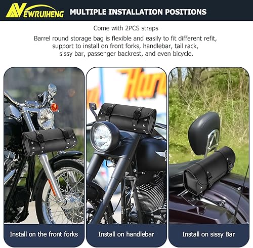 Miniatura 2 de NBOMOTO Bolsa universal de herramientas para motocicleta, de piel sintética, para horquillas, alforjas, manubrio, bolsa de almacenamiento para